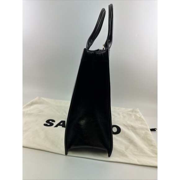 SANDRO Kasbah Large Tote Bag Smooth Leather Chocolat Brown Handbag Purse Snap - Picture 6 of 16